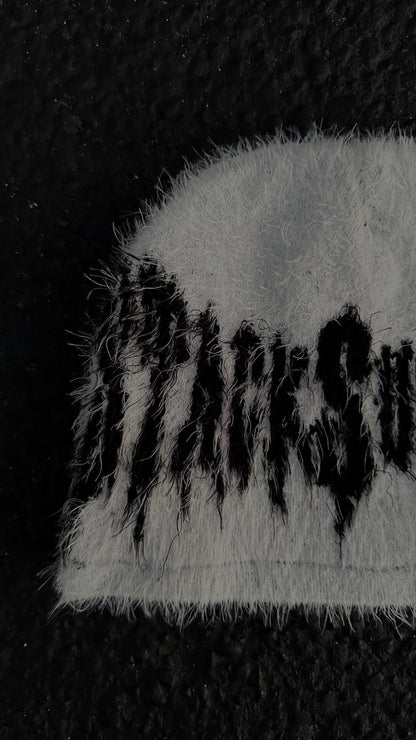 FUZZY LOGO BEANIE (SATIN INSIDE)