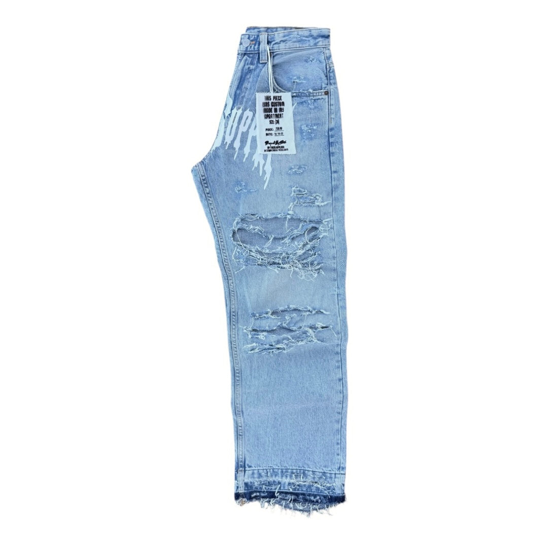 BLEACHED DISTRESSED DENIM