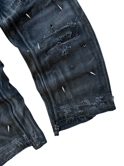 BLACKOUT SPIKED WAXED DENIM