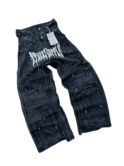 BLACKOUT SPIKED WAXED DENIM