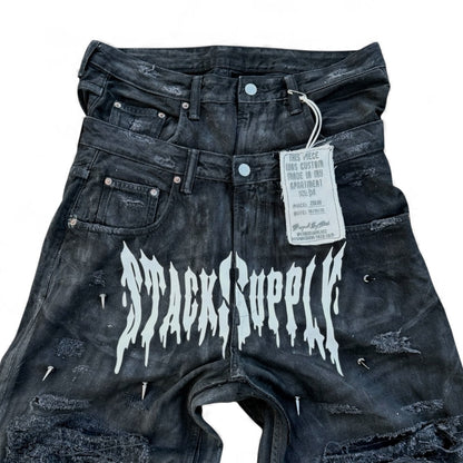 BLACKOUT SPIKED WAXED DENIM